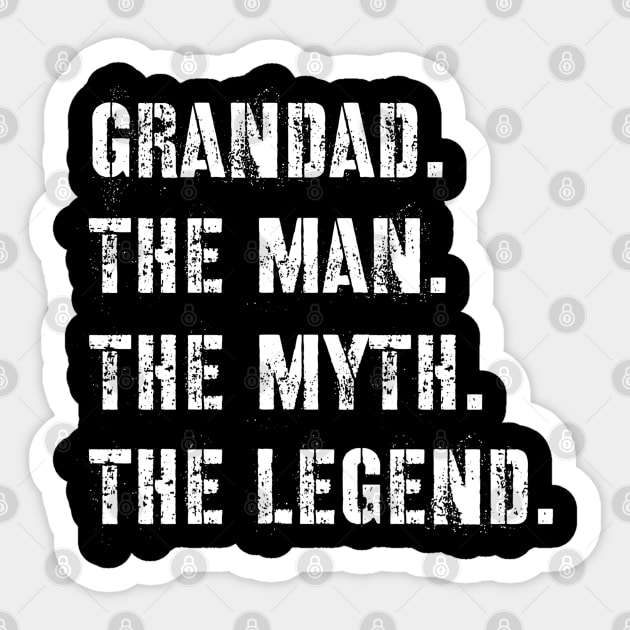 Grandad The Man The Myth The Legend Sticker by Raw Designs LDN